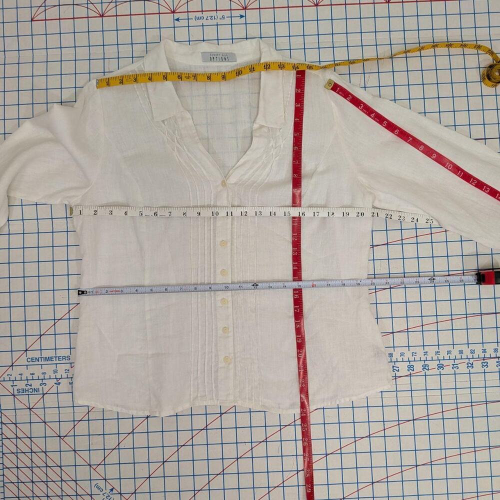 August Silk Options white 100% linen button‑front blouse - Picture 6 of 7